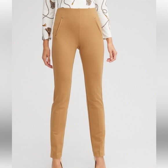 NWT Chico’s Juliet Ponte Trim Detail Tan Slimming Strech Ankle Pants Mid Rise 14 - Picture 1 of 14